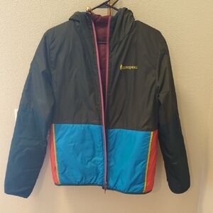 Cotopaxi Colorblock Hooded Jacket - Black, Blue, Red, Yellow